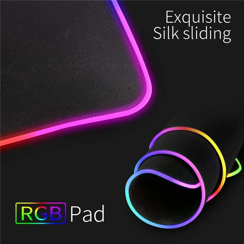 RGB Gaming Mouse Pad LED Light Mouse Pad Comfortable Non Slip Mice Mat Soft Mousepad Non-slip Rubber Base For PC Laptop Computer